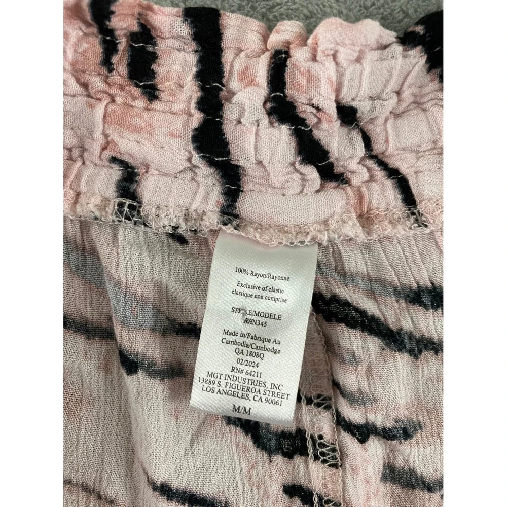 MGT Industries Pink Tiger Stripe Wide Leg Lounge Pants Womens Medium RHN345